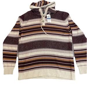 American Rag Henley Hoodie / Pull-Over Sweater Men's XL Red Burgundy Stripes NWT